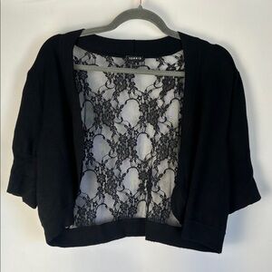 Torrid Black Back Lace Shrug Cardigan